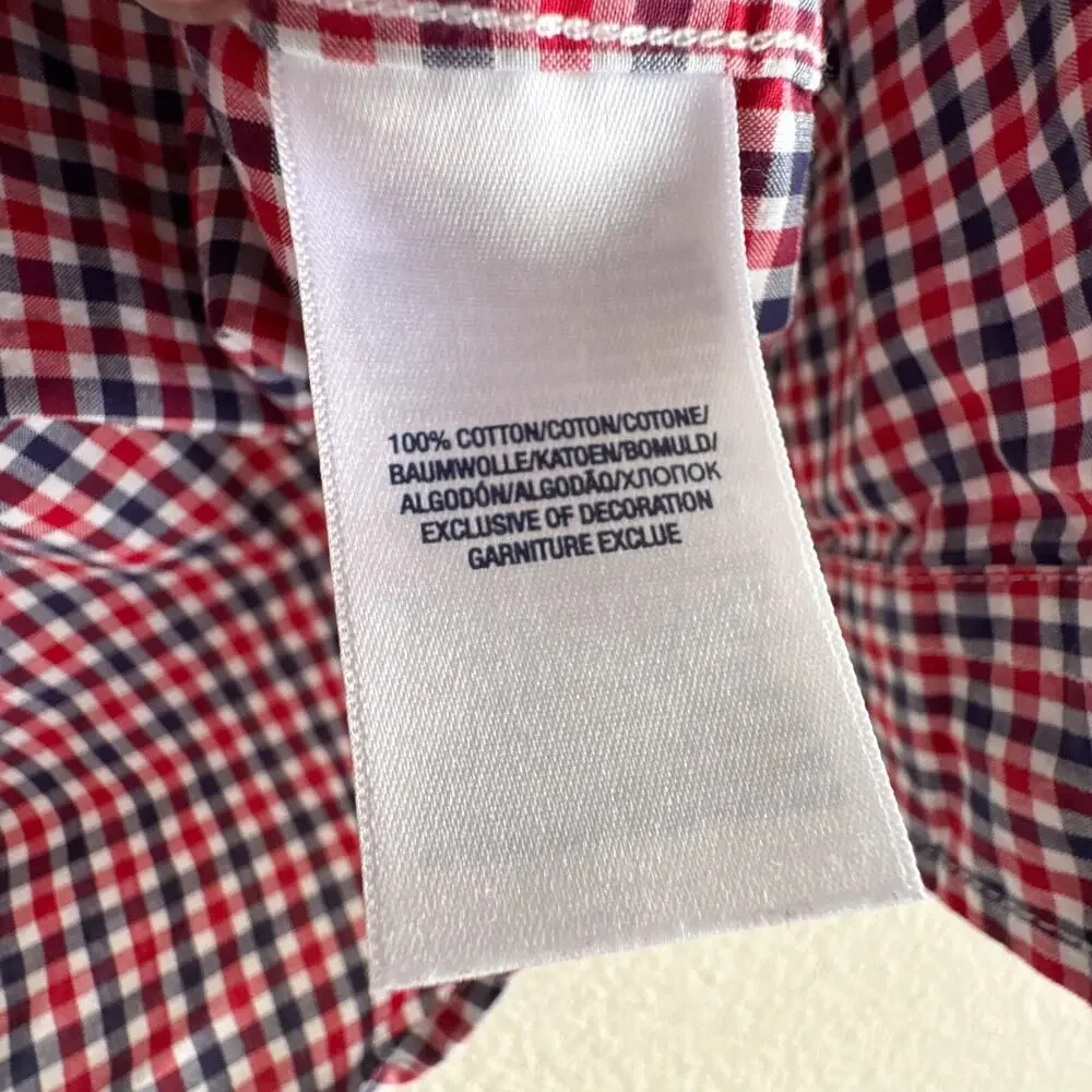 Ralph Lauren 3/3T Button-Down Shirt Red Blue Gingham Plaid Long Sleeve Cotton